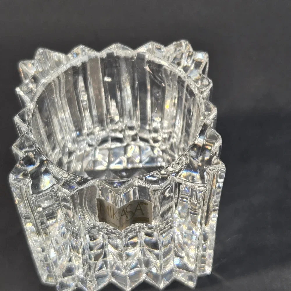 Mikasa Park Lane Crystal Votive Candle Holder Slovenia Square Clear Glass 2.5in